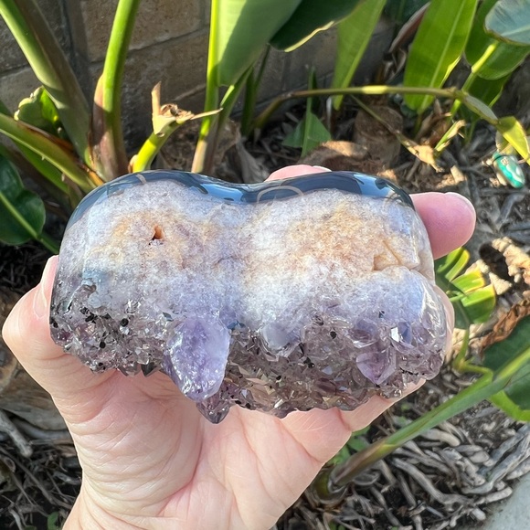 Ametrine Crystal Heart Amethyst Citrine & Black Hematite - Picture 9 of 11